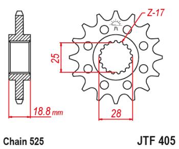 2 659 р. Звезда цепного привода JTF405 20RB  jtf405.20rb  с доставкой в г. Кемерово. Увеличить фотографию 1