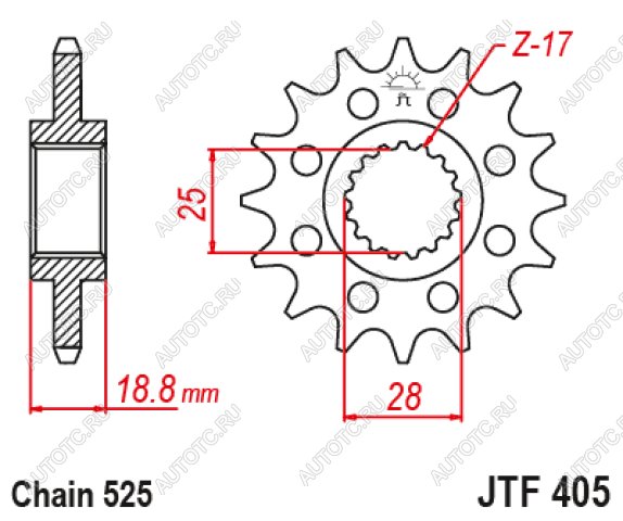 2 659 р. Звезда цепного привода JTF405 20RB  jtf405.20rb  с доставкой в г. Кемерово