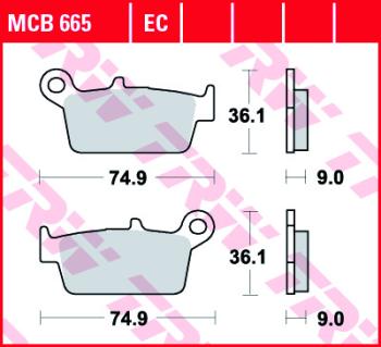 2 899 р. Тормозные колодки TRW MCB665EC  mcb665ec  с доставкой в г. Кемерово. Увеличить фотографию 1