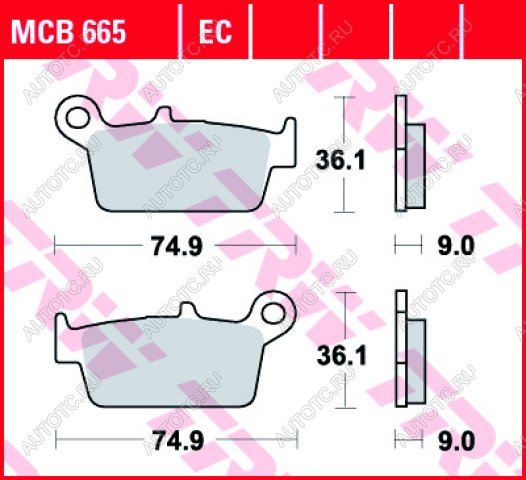 2 899 р. Тормозные колодки TRW MCB665EC  mcb665ec  с доставкой в г. Кемерово