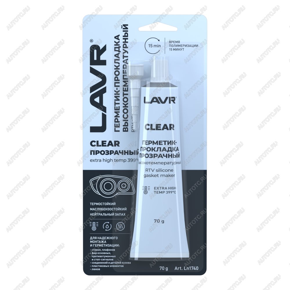 329 р. Герметик-прокладка высокотемпературный LAVR Clear 70г  ln1740  с доставкой в г. Кемерово