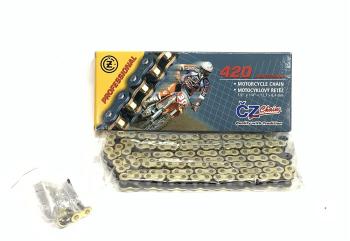 4 949 р. Цепь привода CZ Chains 420 MX Gold -130 Без сальников  420mx-130  с доставкой в г. Кемерово. Увеличить фотографию 1