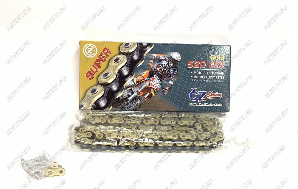 10 449 р. Цепь привода CZ Chains 520 MX Gold -114 Без сальников  520mx-114  с доставкой в г. Кемерово