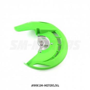 2 899 р. Защита переднего тормозного диска Kawasaki KX250F450F 06-15, KLX450 08-15  SM-PARTS зеленая  010263-185-6476  с доставкой в г. Кемерово. Увеличить фотографию 1