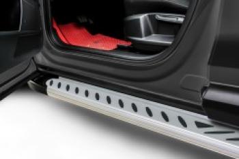 Правый порог алюминиевый (SHORT BASE) Elite SLITKOFF Volkswagen Caravelle  T6 - Transporter  T6 (Silver)