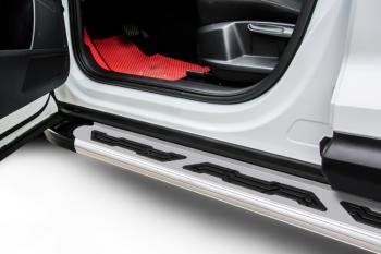Правый порог алюминиевый (SHORT BASE) Alfa SLITKOFF Volkswagen Caravelle  T6 - Transporter  T6 (Silver)