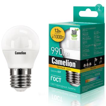 160 р. Лампа светодиодная E27 G45 12W (100W) 220V теплый CAMELION CAMELION c-led12-g45830e27 CAMELION c-led12-g45830e27  с доставкой в г. Кемерово. Увеличить фотографию 1