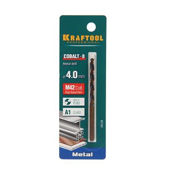 161 р. Сверло по металлу 4.0х75мм HSS Cobalt KRAFTOOL KRAFTOOL 29656-4 KRAFTOOL 29656-4  с доставкой в г. Кемерово. Увеличить фотографию 1