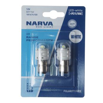 1 069 р. Лампа светодиодная 12V P21/5W BAY15d блистер (2шт.) LED NARVA NARVA 18147-2бл NARVA 18147-2бл  с доставкой в г. Кемерово. Увеличить фотографию 1