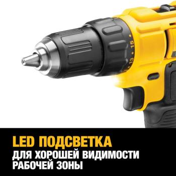 20 799 р. Дрель-шуруповерт аккумуляторный 18.0В 2.0Ач (2 АКБ Li-Ion, кейс) DEWALT DEWALT dcd771d2 DEWALT dcd771d2  с доставкой в г. Кемерово. Увеличить фотографию 4