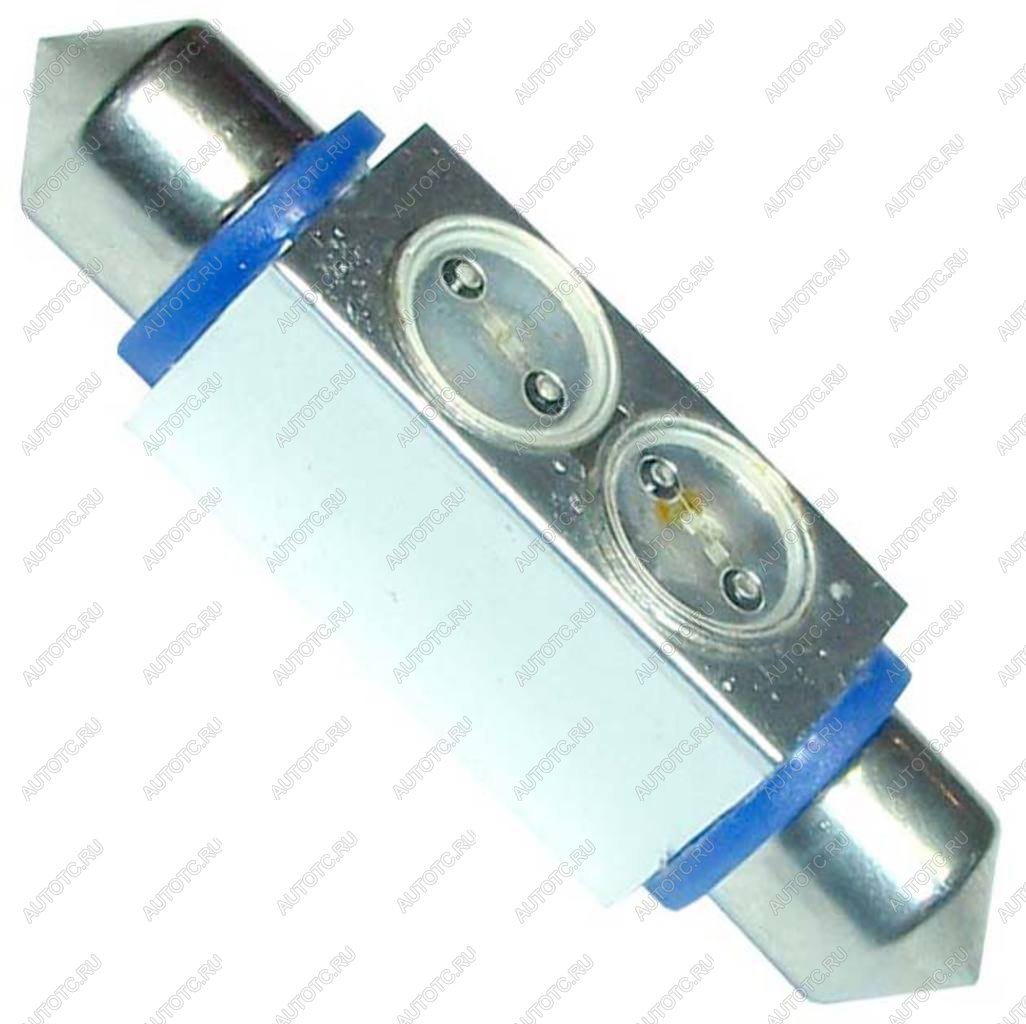 141 р. Лампа светодиодная 12V C20W SV8.5-8 42мм двухцокольная 2 светодиода Super Brite White MEGAPOWER MEGAPOWER-AUTOMOTIVE 50433b  с доставкой в г. Кемерово