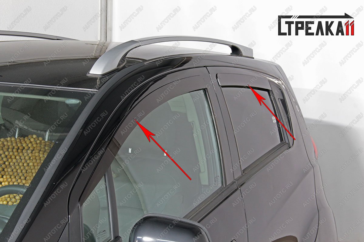 3 799 р. Дефлекторы окон 2D Стрелка11 Chevrolet Spark M300 дорестайлинг (2010-2015) (черные)  с доставкой в г. Кемерово