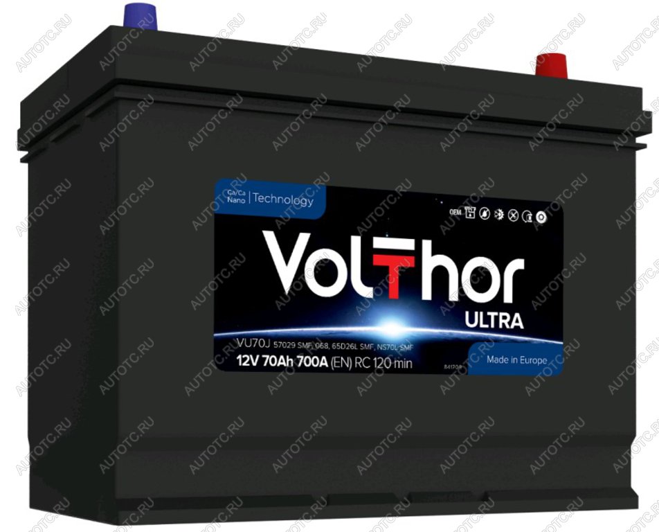 13 549 р. Аккумулятор VOLTHOR EFB 70Ач обратная полярность VOLTHOR 6ст70(0) 57029 d26  с доставкой в г. Кемерово