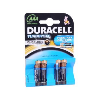 329 р. Батарейка AAA LR03 1.5V блистер (4шт.) Alkaline Turbo DURACELL  d-lr03t  с доставкой в г. Кемерово. Увеличить фотографию 1