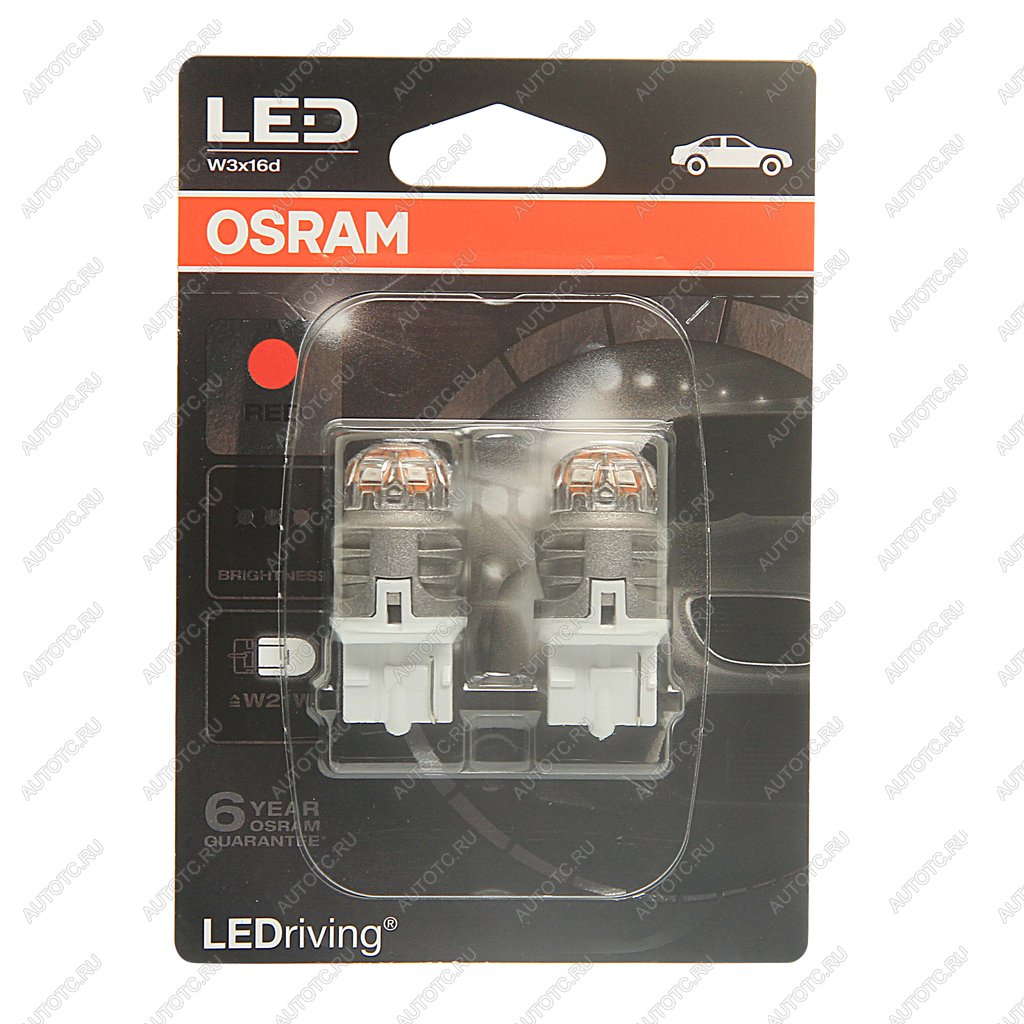 1 649 р. Лампа светодиодная 12V W21W W3x16d бесцокольная блистер (2шт.) Red OSRAM OSRAM 7905r-02b OSRAM 7905r-02b  с доставкой в г. Кемерово