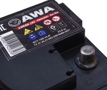 14 249 р. Аккумулятор AWA PRO 100Ач обратная полярность AWA 6ст100(0)  с доставкой в г. Кемерово. Увеличить фотографию 4