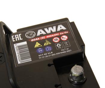 8 999 р. Аккумулятор AWA PRO 60Ач обратная полярность AWA 6ст60(0)  с доставкой в г. Кемерово. Увеличить фотографию 2