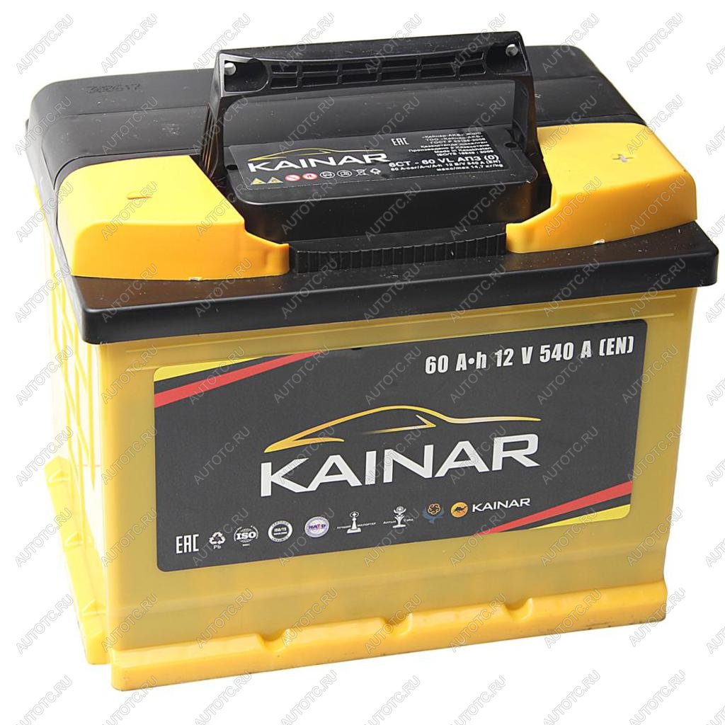 6 999 р. Аккумулятор KAINAR 60Ач обратная полярность, низкий KAINAR 6ст60(0)  с доставкой в г. Кемерово