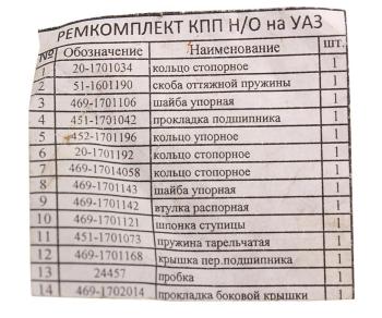 729 р. Ремкомплект УАЗ КПП СО (шайбы,кольца,гайки) NO NAME 469-1701025-34-80*рк  с доставкой в г. Кемерово. Увеличить фотографию 2