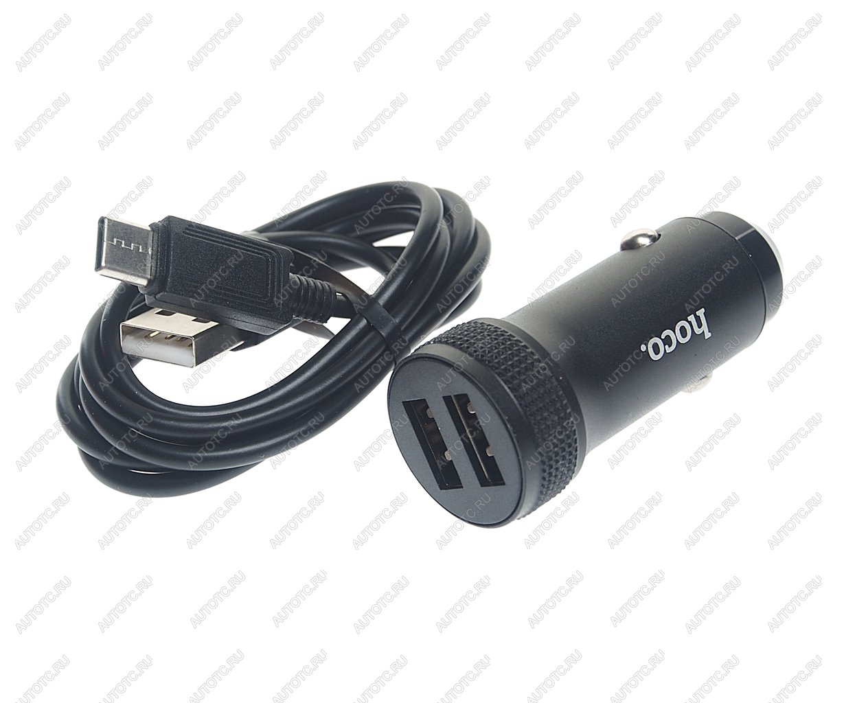 250 р. Устройство зарядное в прикуриватель 2USB 12V кабель USB Type C HOCO HOCO z49 black  с доставкой в г. Кемерово