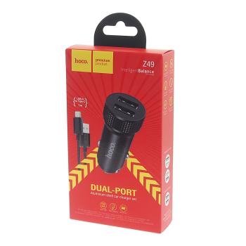 250 р. Устройство зарядное в прикуриватель 2USB 12V кабель USB Type C HOCO HOCO z49 black  с доставкой в г. Кемерово. Увеличить фотографию 3