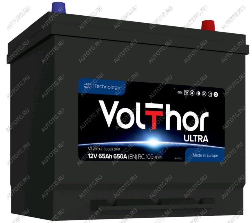13 349 р. Аккумулятор VOLTHOR Ultra 65Ач обратная полярность VOLTHOR 6ст65(0) 56568 d23  с доставкой в г. Кемерово
