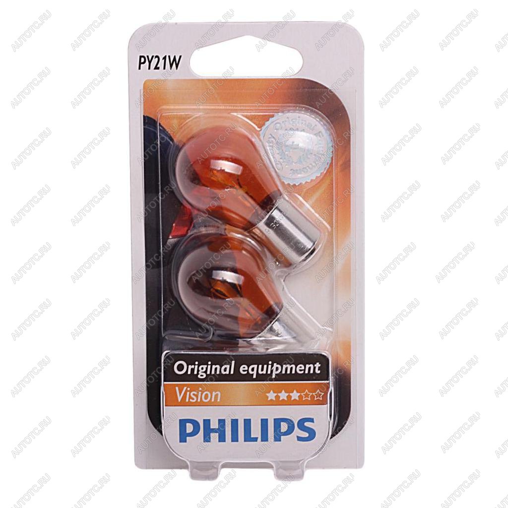 279 р. Лампа 12V PY21W BAU15s желтая блистер (2шт.) PHILIPS PHILIPS 12496nab2  с доставкой в г. Кемерово