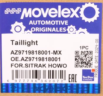 2 299 р. Фонарь задний SITRAK HOWO левый MOVELEX MOVELEX az9719818001-mx  с доставкой в г. Кемерово. Увеличить фотографию 9