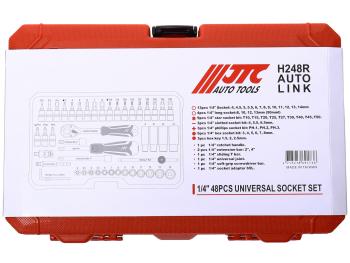 4 899 р. Набор головок торцевых 14 6-ти гранных 4-14мм и насадок 48 предметов в кейсе JTC  jtc-h248r  с доставкой в г. Кемерово. Увеличить фотографию 5
