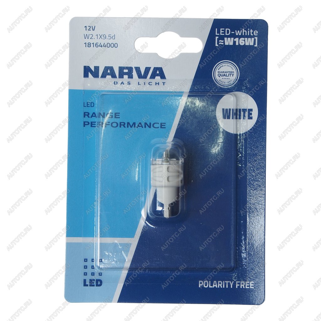 439 р. Лампа светодиодная 12V W16W W2.1x9.5d блистер LED NARVA NARVA 18164бл  с доставкой в г. Кемерово