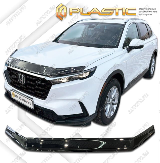 2 199 р. Дефлектор капота Classic черный CA Plastic на Honda CR-V VI поколение, джип/suv 5 дв.  2022 - н.в.  с доставкой в г. Кемерово