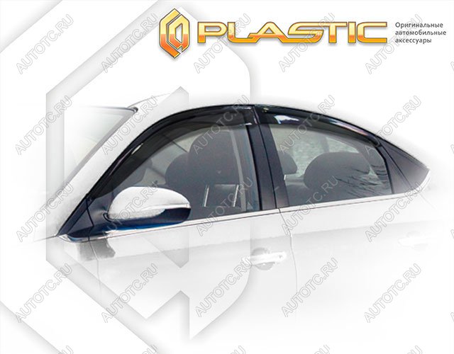 2 099 р. Ветровики дверейClassic полупрозрачныйHyundaiSolaris рестайлинг2020–н.в.HCR Chrome molding=120,  2010030315652  с доставкой в г. Кемерово