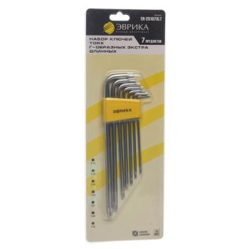 266 р. Набор ключей TORX T10-Т40 Г-образных экстрадлинных 7 предметов ЭВРИКА ЭВРИКА er-25107xlt  с доставкой в г. Кемерово. Увеличить фотографию 1