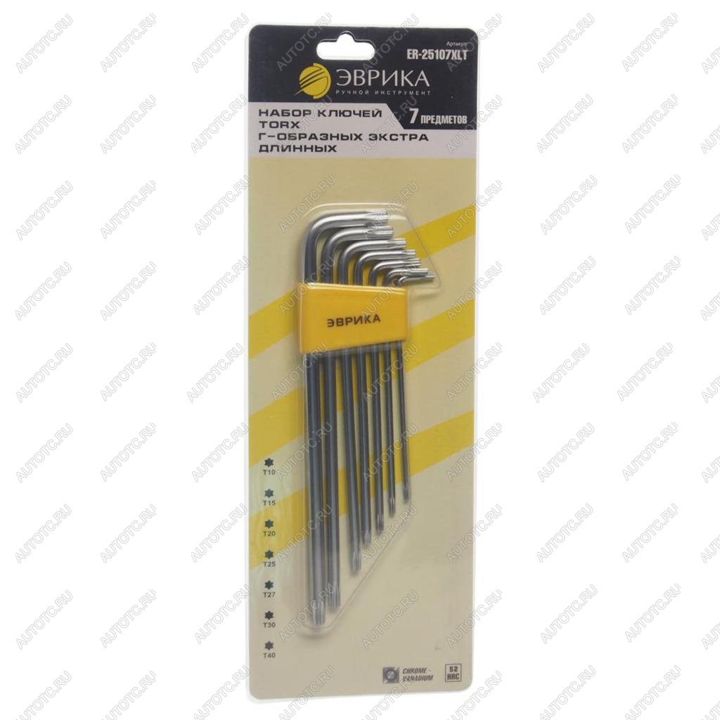266 р. Набор ключей TORX T10-Т40 Г-образных экстрадлинных 7 предметов ЭВРИКА ЭВРИКА er-25107xlt  с доставкой в г. Кемерово