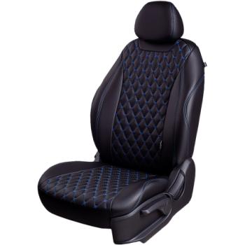 Комплект чехлов для сидений (РЗСиС 60/40 3Г Орегон) БАЙРОН ст БАЙРОН Lord Autofashion Ford Kuga 2 рестайлинг (2016-2019) (черный, вставка черная, строчка синяя)