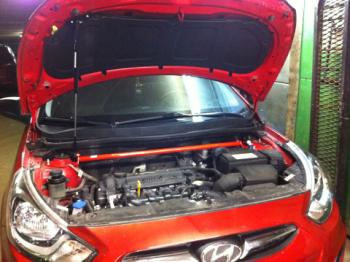 3 799 р. Растяжка передних стоек Kia Rio III (2011-), Hyndai Solaris (2010-) ТехноМастер ТехноМастер 688245160  с доставкой в г. Кемерово. Увеличить фотографию 1