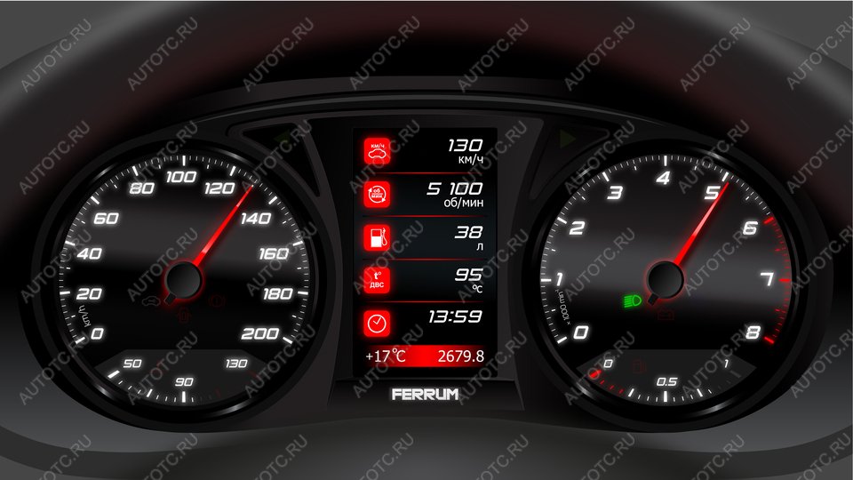 16 777 215 р. Электронная комбинация Renault Logan, Largus, Sandero GAMMA GF-890 (black) Ferrum 688247237  с доставкой в г. Кемерово