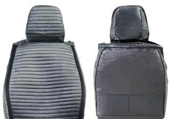 3 299 р. Каркасные накидки для сидений автомобиля из велюра со вставкой из кожи Horizont Серый Seintex 317852  с доставкой в г. Кемерово. Увеличить фотографию 3