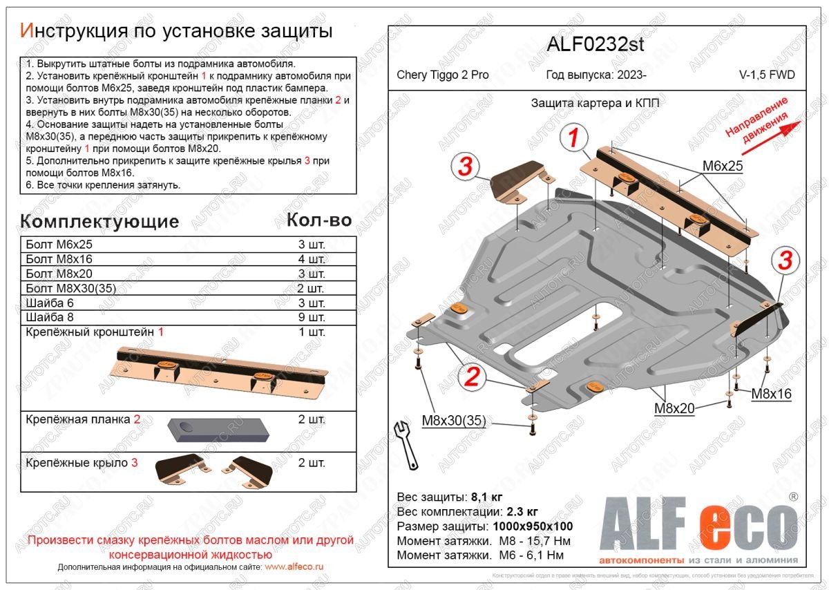 4 299 р. Защита картера и КПП (V-1.5 ) ALFECO  Chery Tiggo 2 Pro (2021-2025) (сталь 2 мм)  с доставкой в г. Кемерово