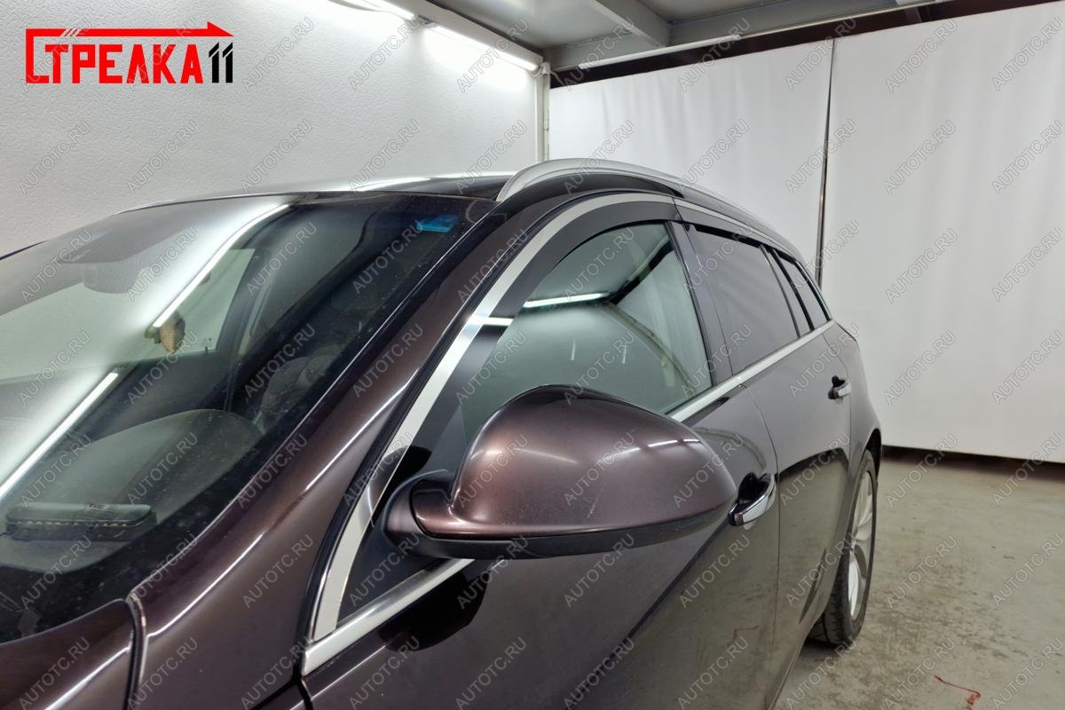 6 949 р. Дефлекторы окон 2D с хром накладками Стрелка11  Opel Insignia  A (2013-2017) универсал рестайлинг (черные)  с доставкой в г. Кемерово