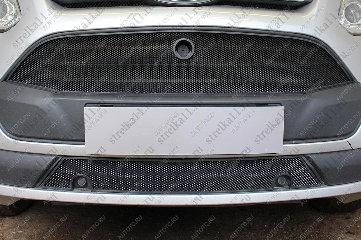 3 149 р. Защита радиатора (низ с парктроником) Стрелка11 Стандарт  Ford Tourneo Custom (2012-2018) дорестайлинг (хром)  с доставкой в г. Кемерово