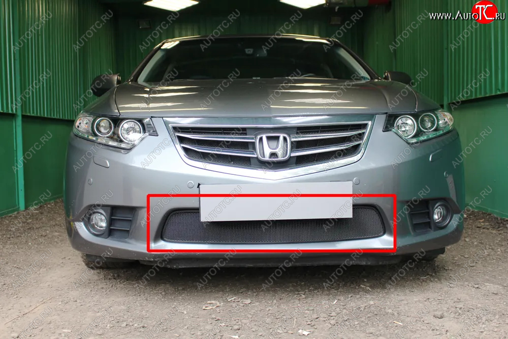 2 999 р. Защитная сетка в бампер (низ, ячейка 3х7 мм) Alfeco Стандарт  Honda Accord ( 8 CU,  8 CW) (2011-2013) седан рестайлинг, универсал рестайлинг (Чёрная)  с доставкой в г. Кемерово