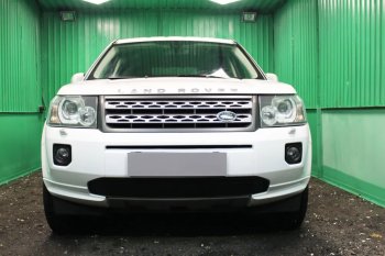 2 899 р. Защитная сетка в бампер (низ, ячейка 3х7 мм) Alfeco Стандарт  Land Rover Freelander  L359 (2010-2012) 1-ый рестайлинг (Чёрная)  с доставкой в г. Кемерово. Увеличить фотографию 1