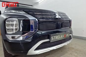 4 129 р. Защита радиатора (низ) Стрелка11 Стандарт  Mitsubishi Outlander  GN (2021-2025) (черная)  с доставкой в г. Кемерово. Увеличить фотографию 2