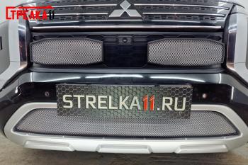 Защита радиатора (низ) Стрелка11 Стандарт Mitsubishi Outlander  GN (2021-2025) (хром)