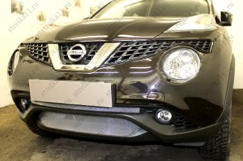 3 409 р. Защита радиатора (середина) Стрелка11 Стандарт  Nissan Juke  1 YF15 (2014-2020) рестайлинг (хром)  с доставкой в г. Кемерово. Увеличить фотографию 2