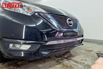 3 599 р. Защита радиатора (низ, Medalist X, 2 части) Стрелка11 Стандарт Nissan Note 2 E12 рестайлинг (2016-2020) (черная)  с доставкой в г. Кемерово. Увеличить фотографию 2