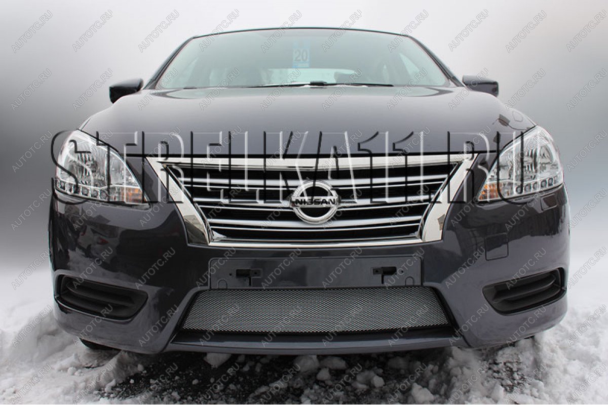 3 179 р. Защита радиатора Стрелка11 Стандарт  Nissan Sentra  7 (2014-2017) B17 (хром)  с доставкой в г. Кемерово