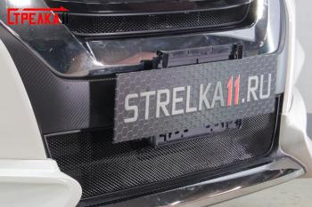 2 799 р. Защита радиатора (верх) Стрелка11 Стандарт Nissan Serena C27 минивэн дорестайлинг (2016-2019) (черная)  с доставкой в г. Кемерово. Увеличить фотографию 2