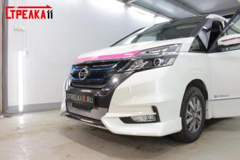 3 669 р. Защита радиатор (низ) Стрелка11 Стандарт  Nissan Serena  C27 (2016-2019) минивэн дорестайлинг (хром)  с доставкой в г. Кемерово. Увеличить фотографию 2